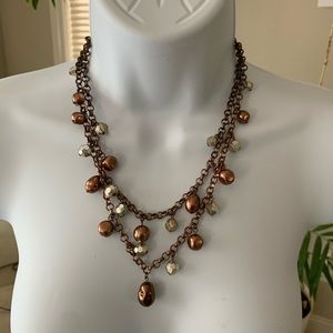 Beaded bronze/copper necklace